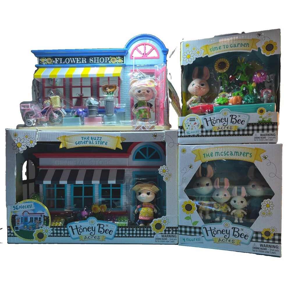 Honey Bee Acres Lot- The Buzz General Store Flower Shop Garden & Figures 135 Pcs